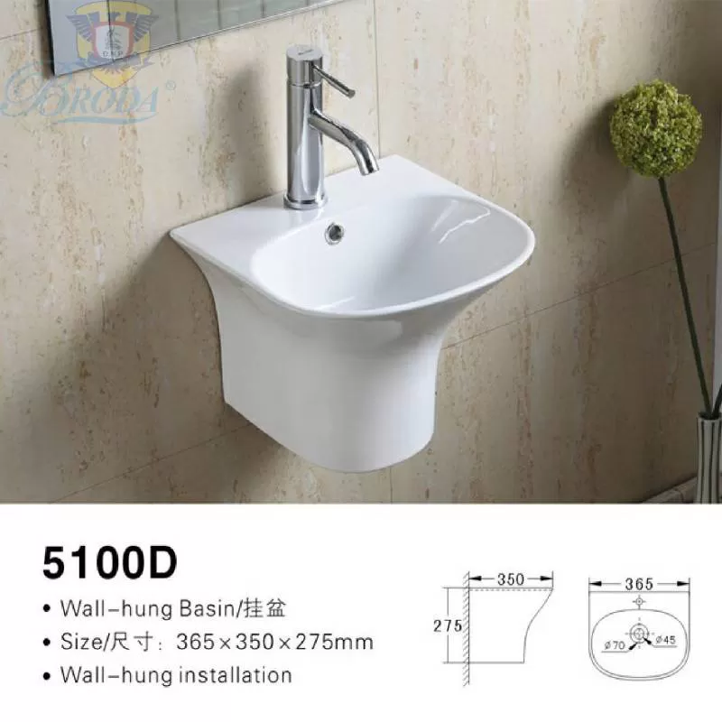 CHẬU LAVABO TREO TƯỜNG KHÔNG GIAN NHỎ BRODA WB5100