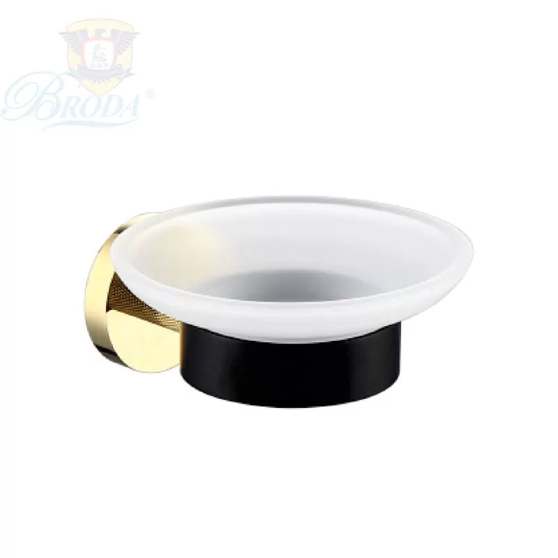 KỆ ĐỂ XÀ BÔNG ĐỒNG THAU CAO CẤP MẦU ĐEN VÀNG BRODA E-8005A 