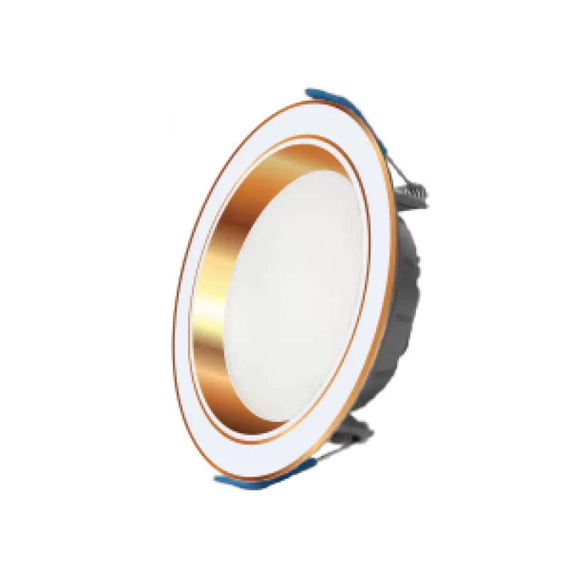 Đèn Downlight 7W 3 màu ánh sáng nhôm viền vàng - Roman.vn