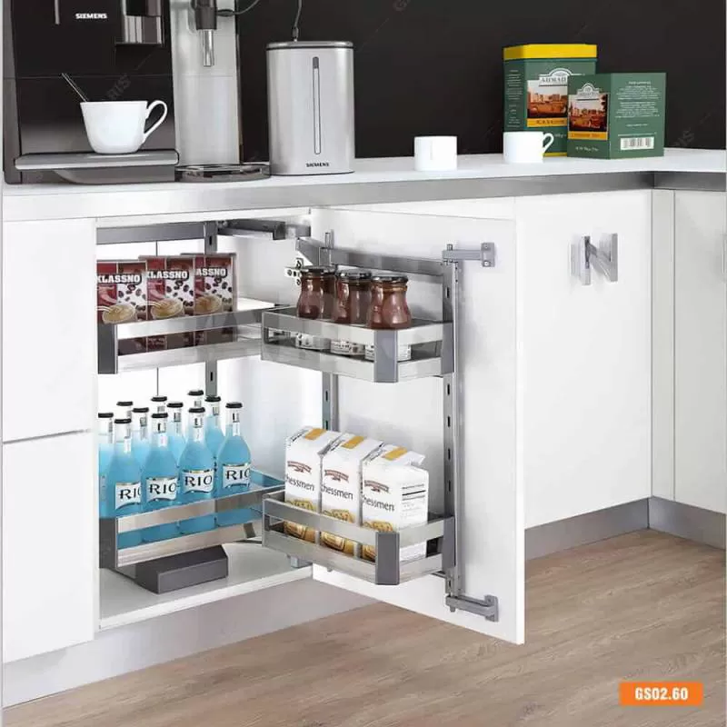 Hệ giá kho 2 tầng cánh mở inox hộp Garis BK01.2.600 
