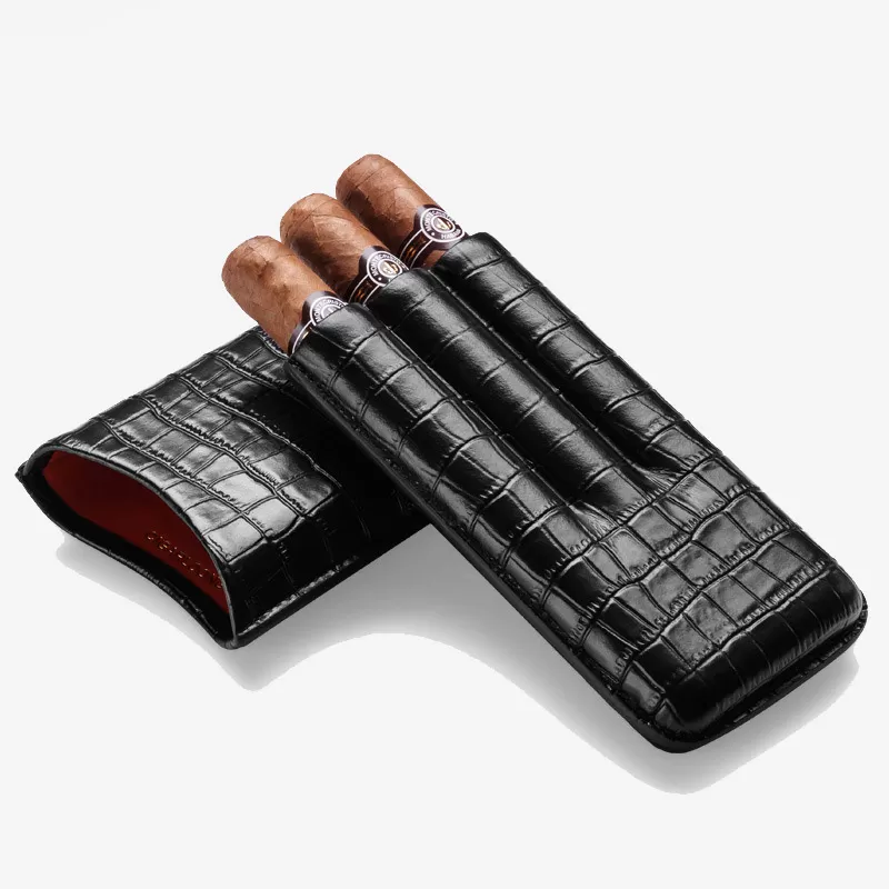 Túi da đựng cigar 3 ngăn họa tiết sang trọng CGL1225