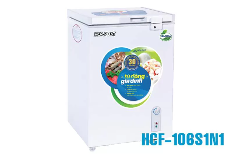 HCF 106S1N, Tủ đông Hòa Phát 100l 1 ngăn dàn Nhôm 