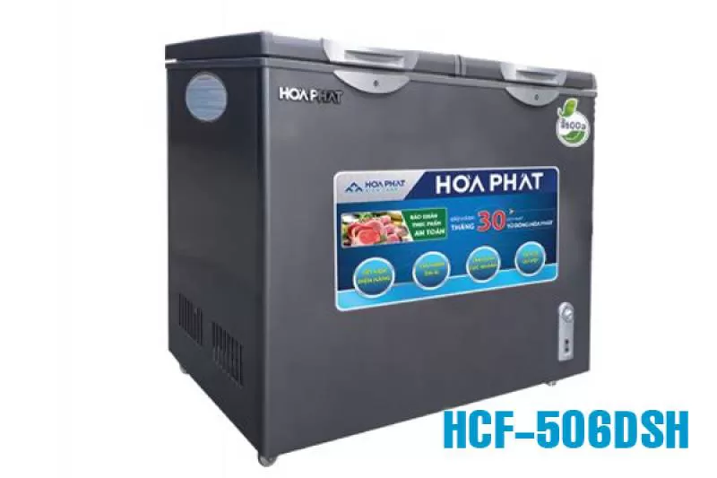 HCF 506S2Đ2SH, Tủ đông Hòa Phát 2 ngăn 205l dàn Đồng [Màu Xám] 