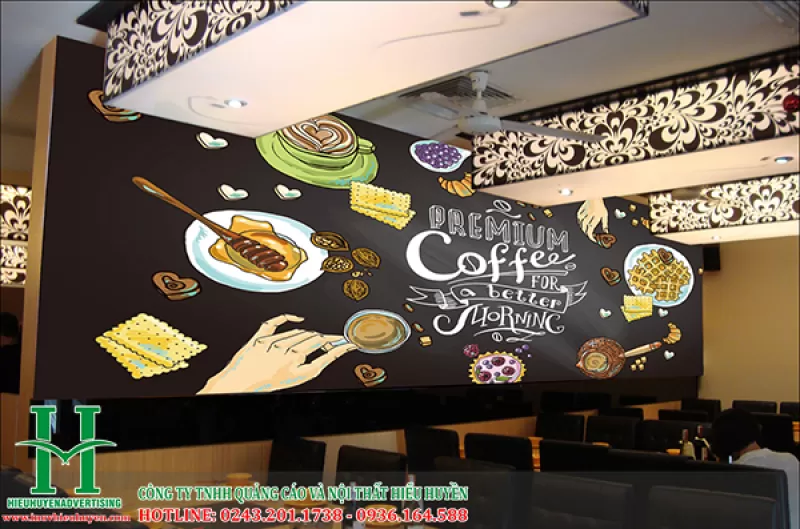 Tranh dán tường quán cafe