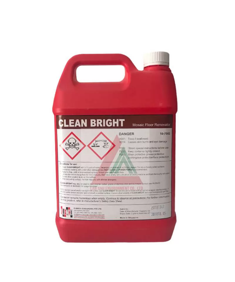 Hóa chất xử lý ố mốc bề mặt kính, sàn, thép Clean Bright – Can 5L