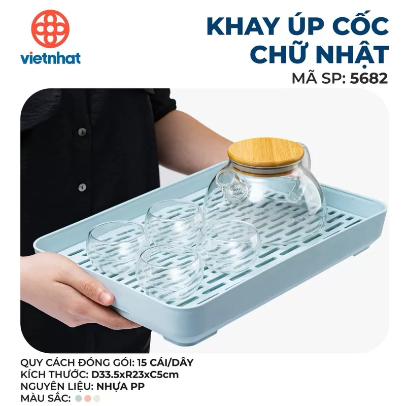 Khay úp ly cốc nhựa chữ nhật 5682 đa năng, giá tốt