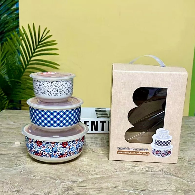 Set 3 tô hàng nội địa Thái Lan có nắp hút chân không cao cấp