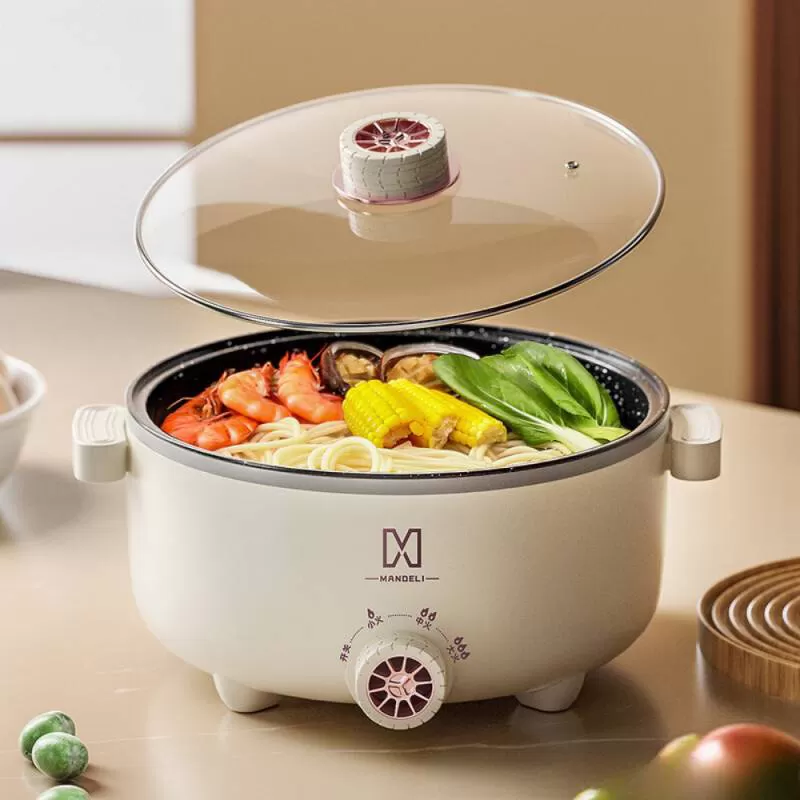 [20] Nồi lẩu điện 2 tầng 28cm nút cơ TRẮNG (MỚI)