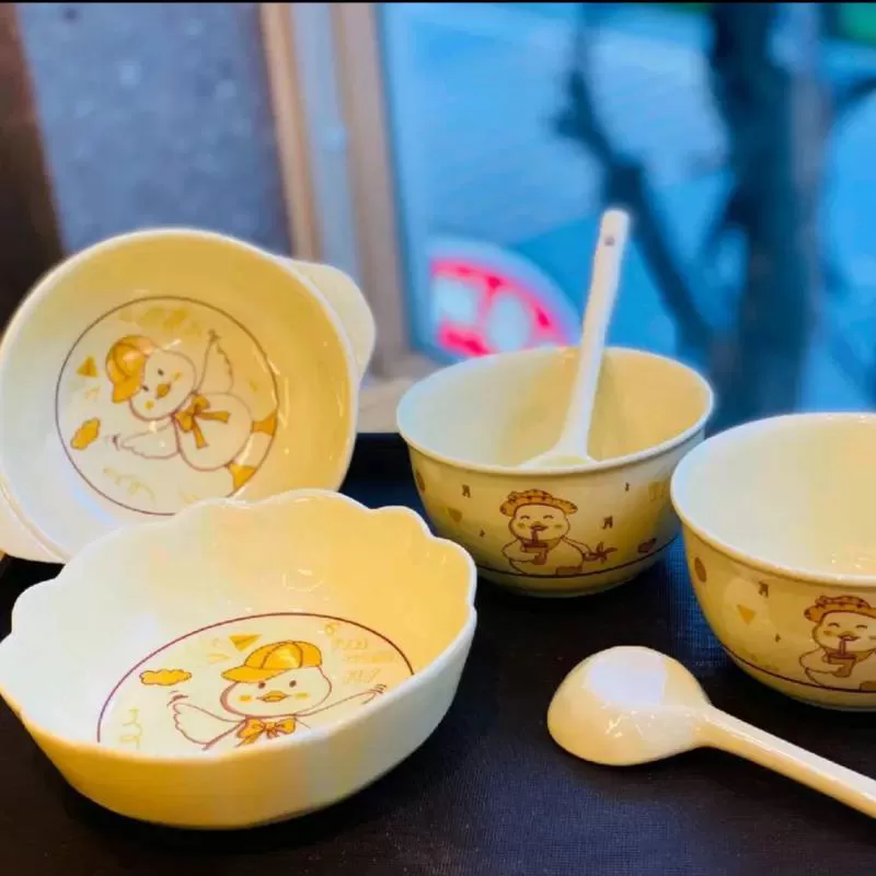 Set bộ quà tặng chén sứ 6 món vịt vàng cao cấp 