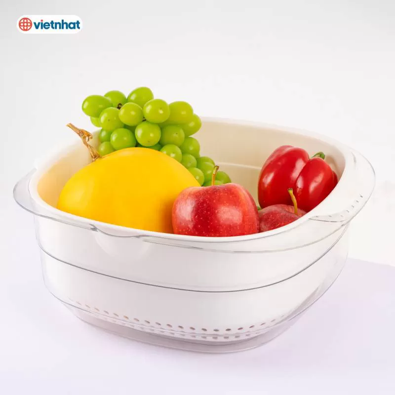 [16] Bộ thau rổ Nhật vuông cỡ trung HoKori 2338