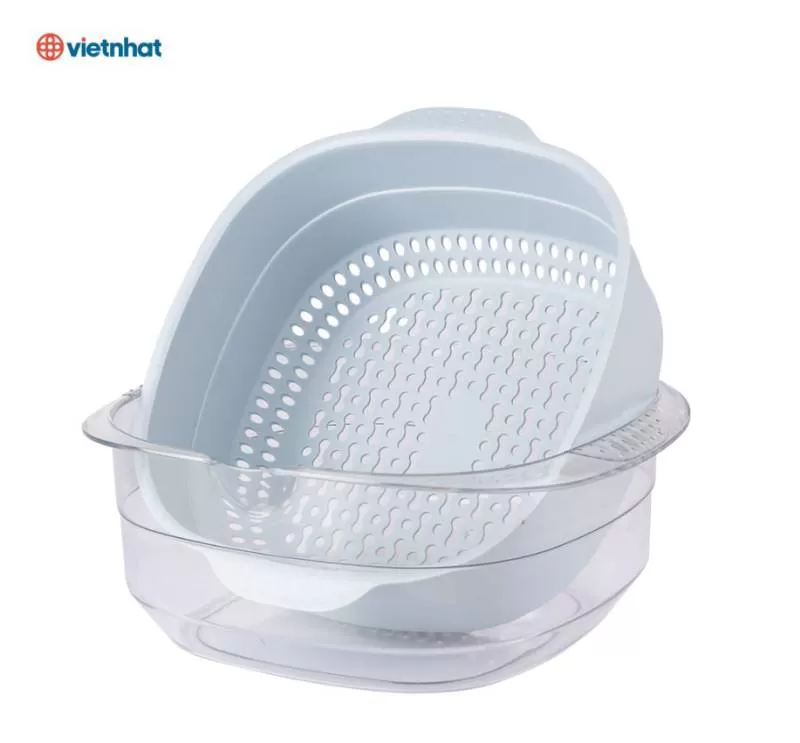 [8] Bộ thau rổ Nhật vuông cỡ đại HoKori 2339