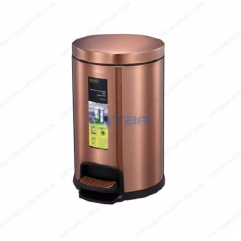 Thùng rác inox vàng hồng đạp chân tròn 12L #CK9936T