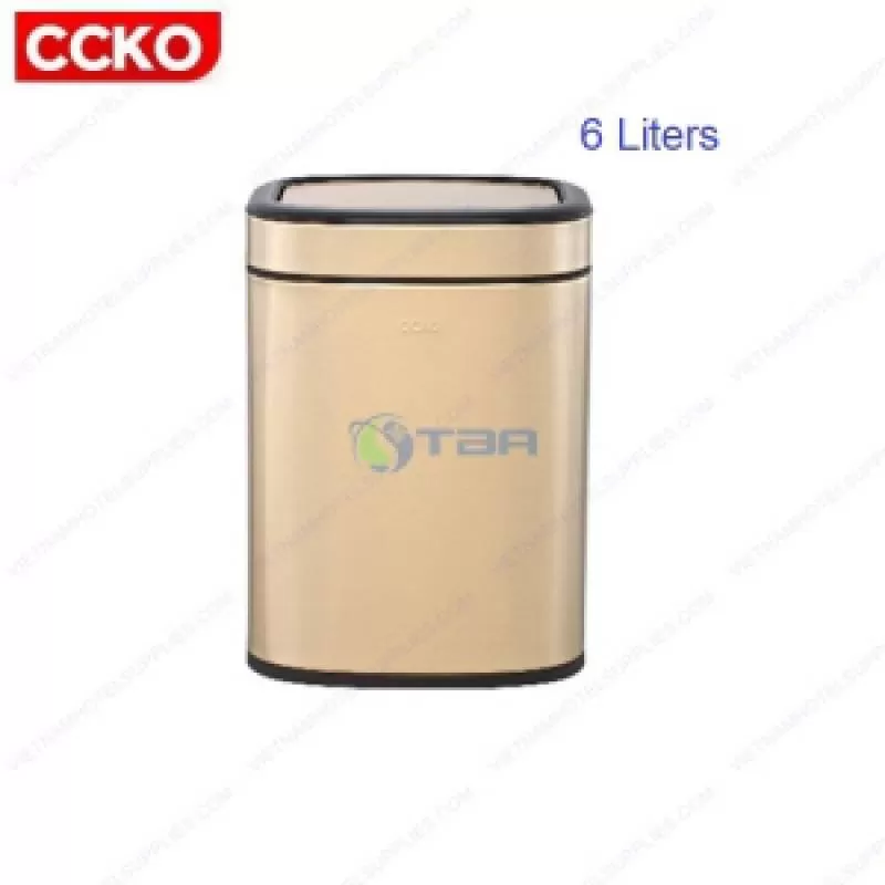 Thùng rác CCKO inox vàng chữ nhật nắp lật 6 Lít #CK9908