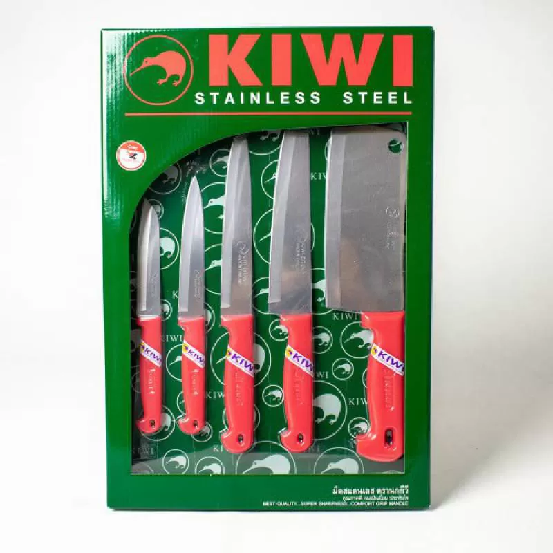 Bộ Dao 5 Món Thương Hiệu Kiwi Cao Cấp Nhập Khẩu Thái Lan (cán đỏ)