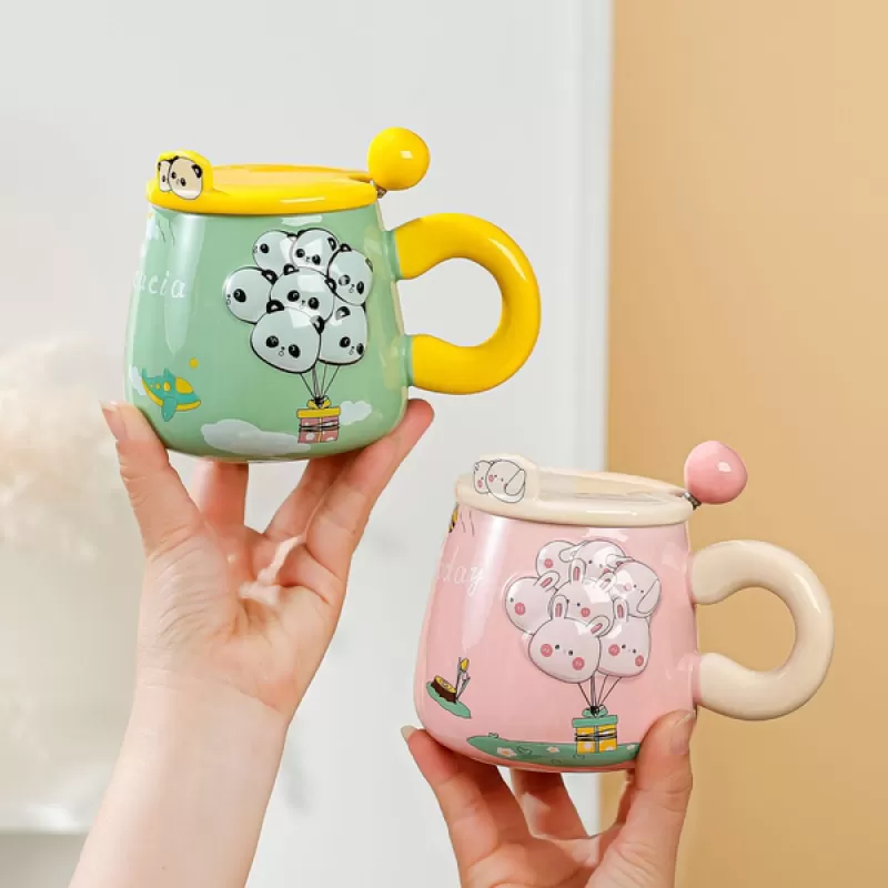 Cốc Sứ Cute Chùm Bông Quai Nón (Thùng 60)
