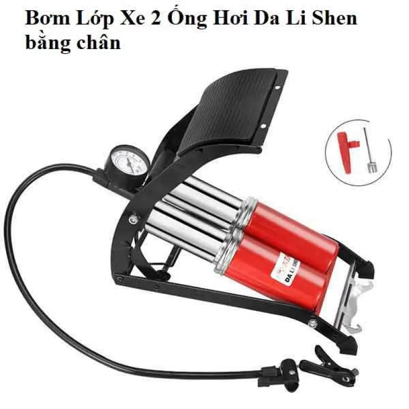 Bơm Lốp Xe 2 Ống Bằng Chân