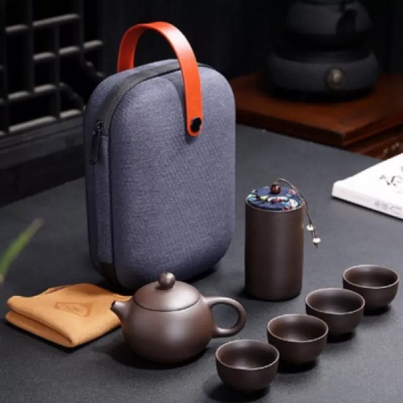 Bộ Bình Trà Gốm Sứ 6 Món Có Túi Đựng