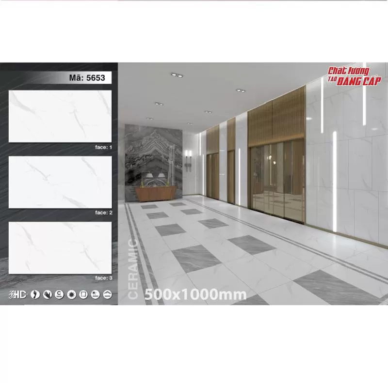 Gạch ốp lát 50x100 cm Tasa trắng khói 5653
