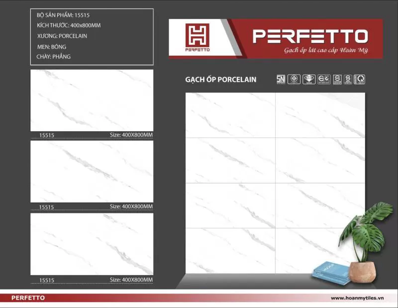 Gạch ốp lát 40x80 Hoàn Mỹ Perfetto vân khói 15515 
