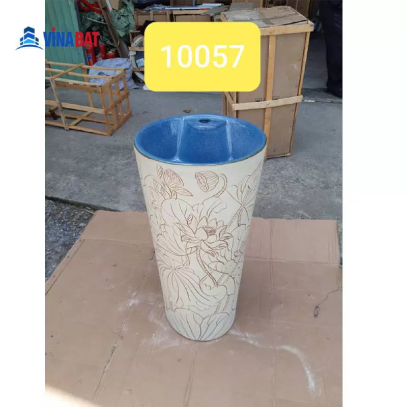 Chậu rửa lavabo chân đứng nghệ thuật gốm sứ 1057