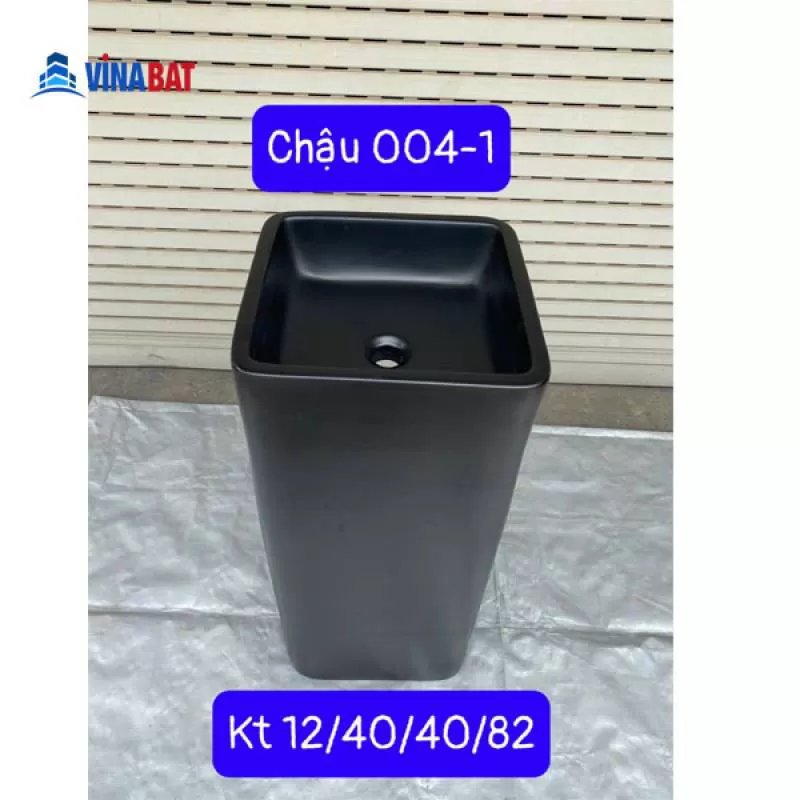 Chậu rửa lavabo chân đứng nghệ thuật màu đen 004-1