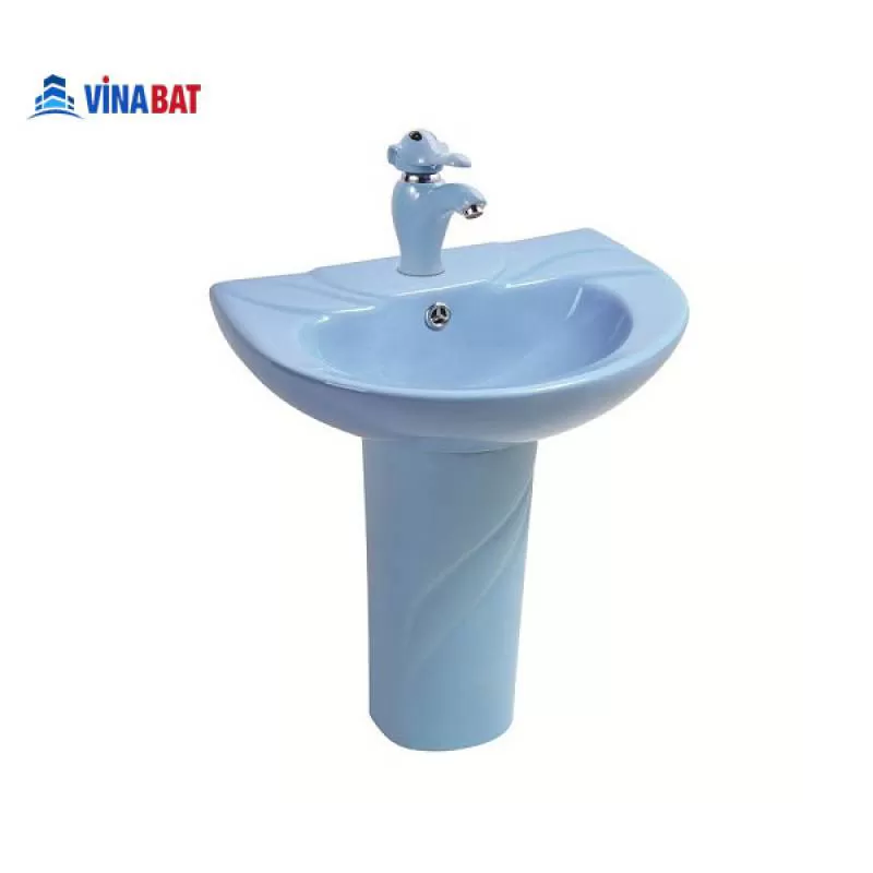 Chậu lavabo trẻ em treo tường có chân màu xanh dương HN0210