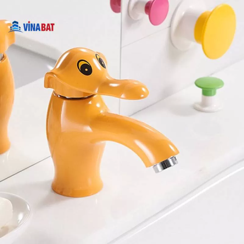 Vòi rửa lavabo trẻ em hình con voi màu cam V093