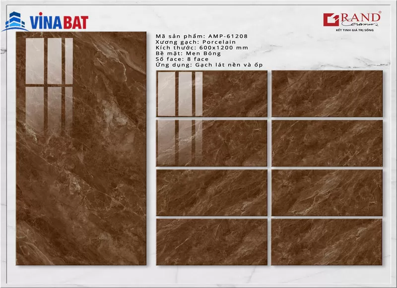 Gạch ốp lát Grand 60x120cm AMP61208 vân đá nâu