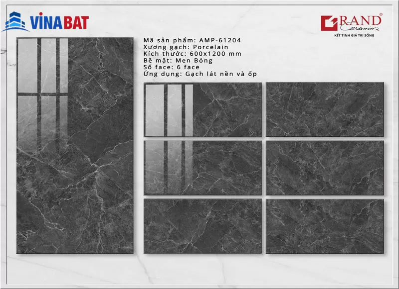 Gạch ốp lát Grand 60x120cm AMP61204 vân đá ghi
