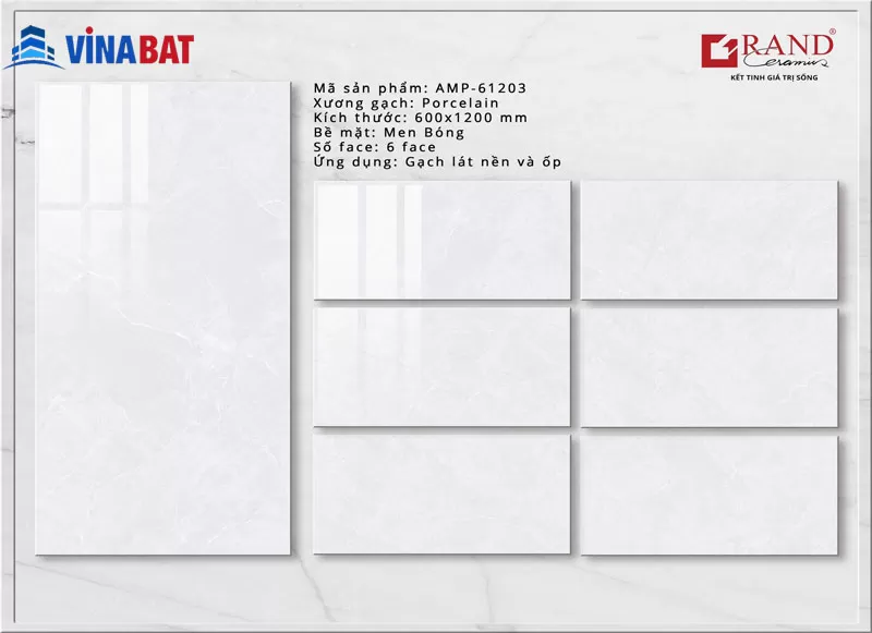 Gạch ốp lát Grand 60x120cm AMP61203 vân đá ghi nhạt