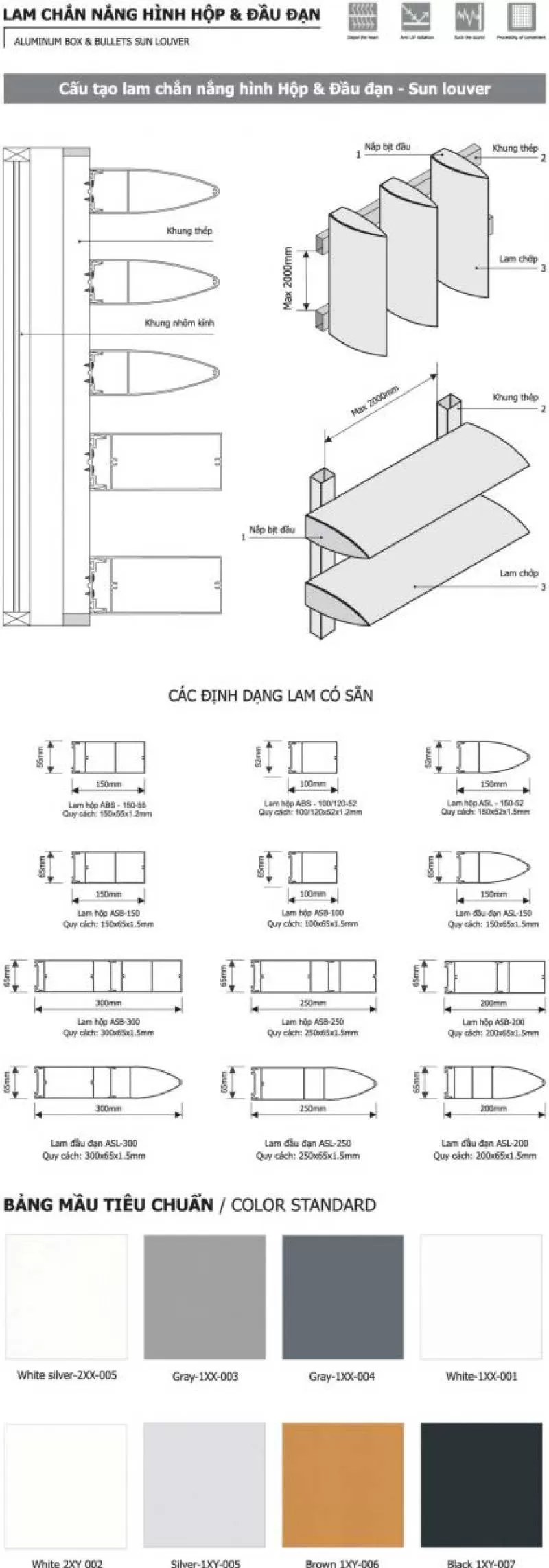 Lam nhôm Austrong hình viên đạn 150-52 