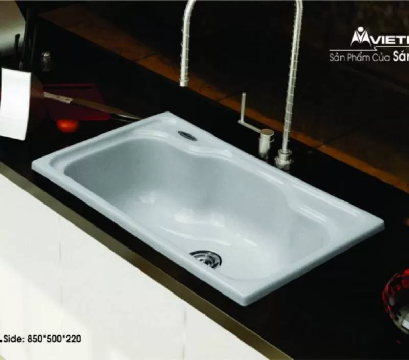 Chậu đá Việt Mỹ S1N-01, 1 hộc không cánh, 850 x 500 x 220 mm