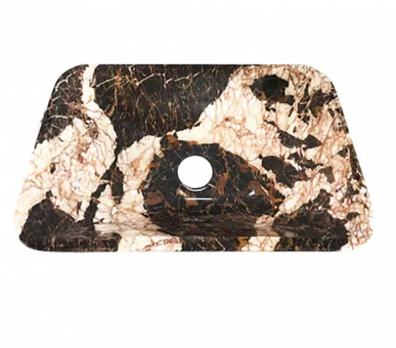 Lavabo chữ nhật EXIMSTONE, Đá Cow Brown Marble (38 x 58 x 10.5 mm) 