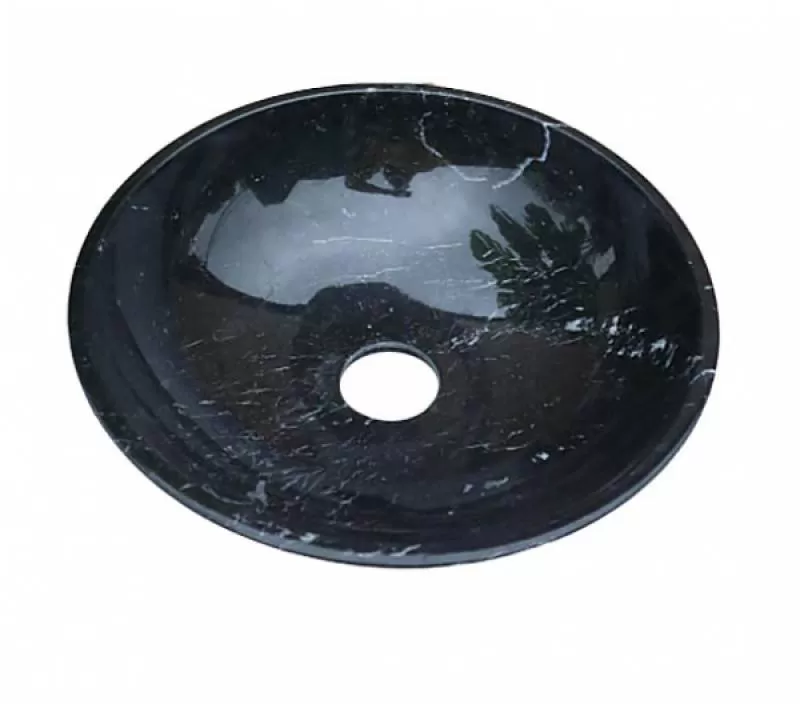 Lavabo tròn mỏng EXIMSTONE, Đá Black Marble (41 x 41 x 14 mm)