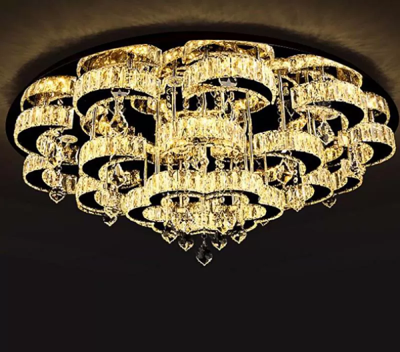 Đèn mâm ốp trần pha lê 3 tầng KD1953TD, 800 mm