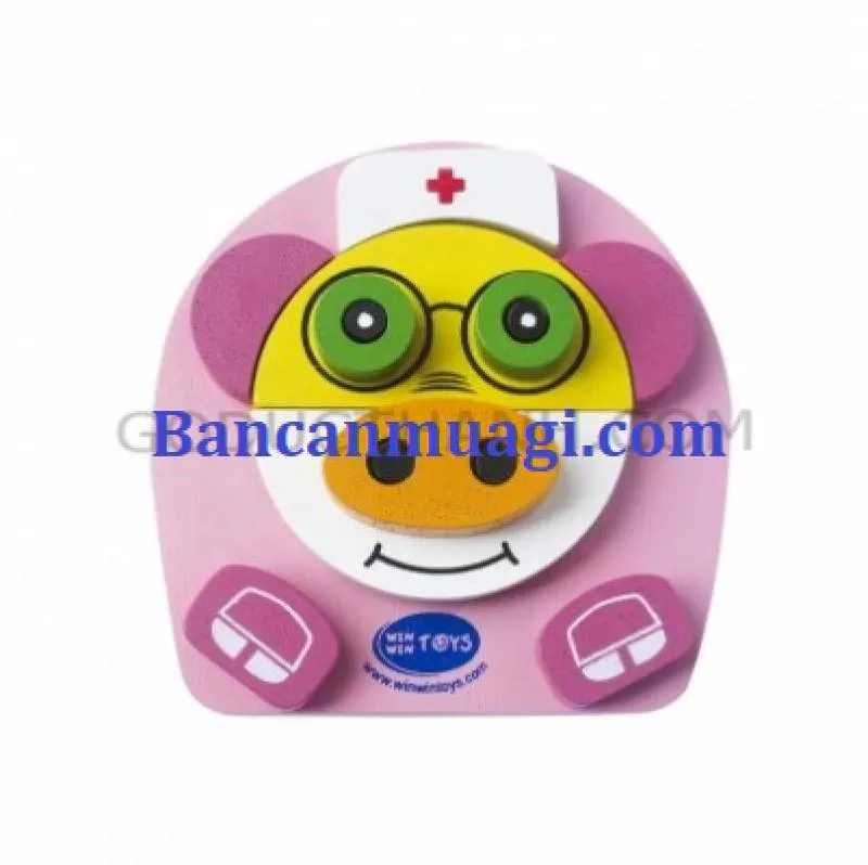 Đồ chơi Xếp hình bác sỹ heo bằng Gỗ