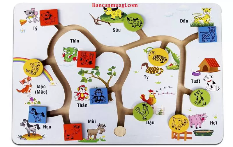 Đồ chơi Tìm hình 12 con giáp bằng Gỗ 