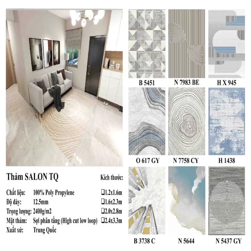 Thảm sofa hoa văn hiện đại TQ