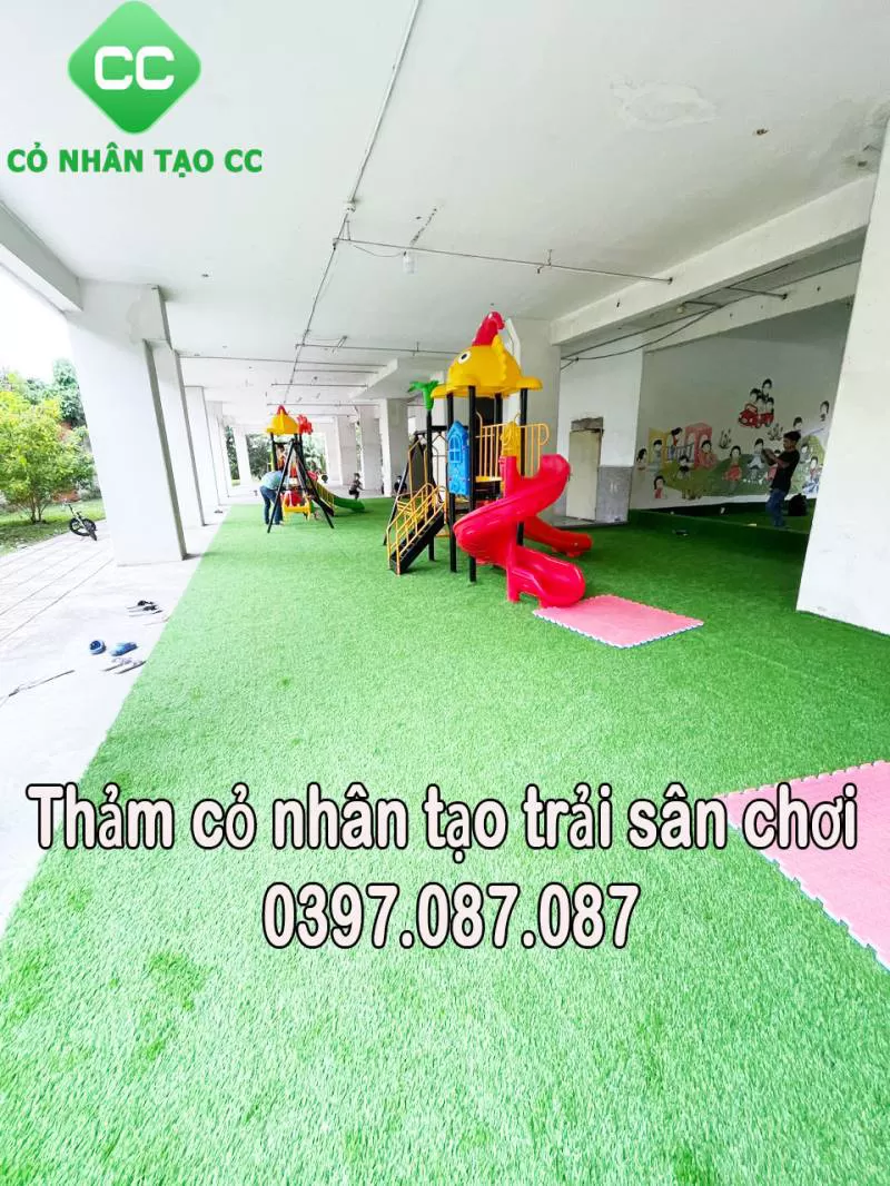 Thảm cỏ nhân tạo lót sân chơi chung cư