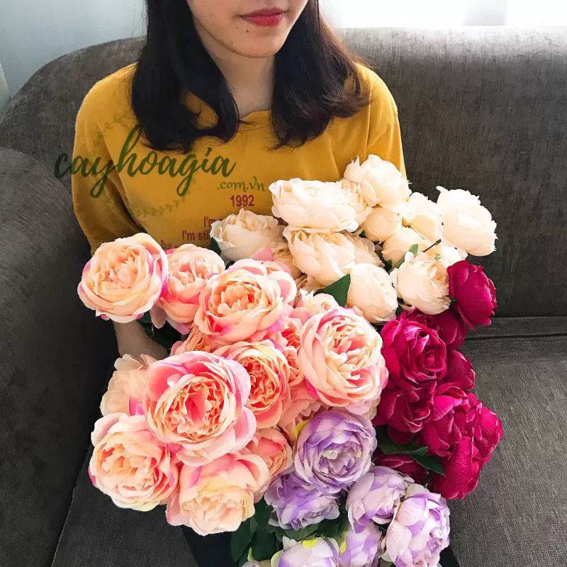 Chùm Hoa Hồng Pháp 10 Bông Cỡ Lớn 40 Cm 