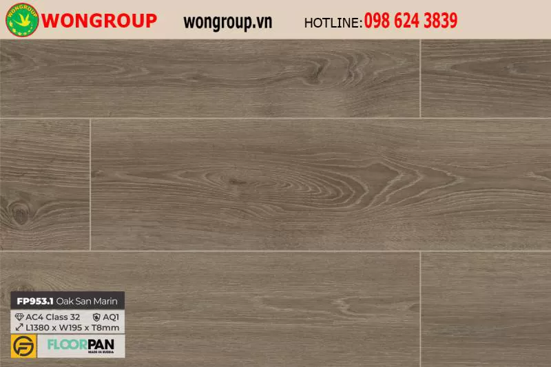Sàn gỗ Floorpan Orange FP953.1 Oak San Marin - 8mm - AC4 - AQ1