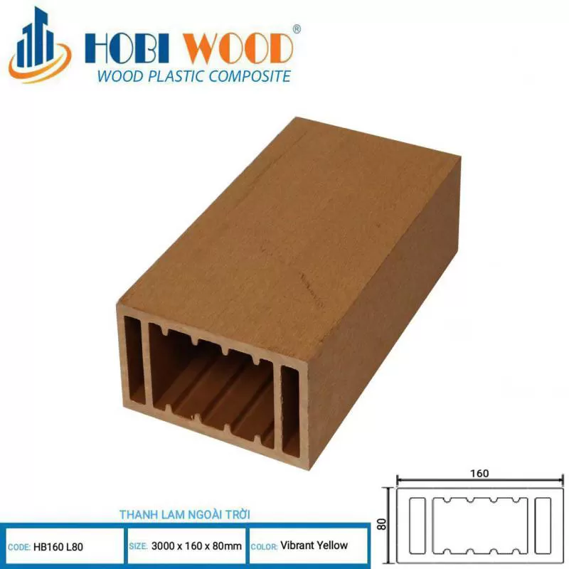 Sàn nhựa ngoài trời hệ lam gỗ nhựa Hobi Wood - HB 160L80