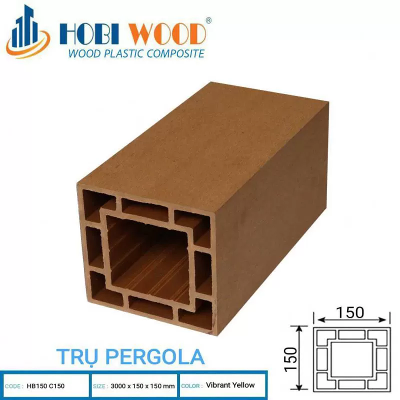 Sàn nhựa ngoài trời hệ cột gỗ nhựa Hobi Wood - HB 150C150