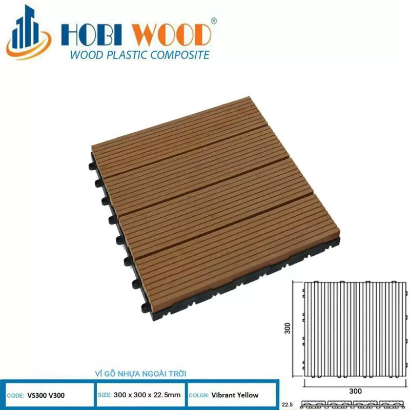 Vỉ gỗ vân sọc Hobi Wood HB VS 300V300