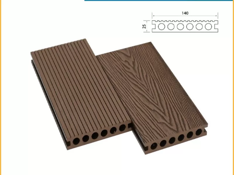 Sàn Gỗ Nhựa Ngoài Trời Hobi Wood Lỗ Tròn HB 140 T25-3D