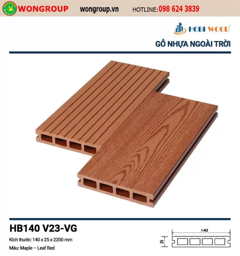 Sàn Gỗ Nhựa Hobi Wood HB140 V23-VG_Maple – Leaf Red