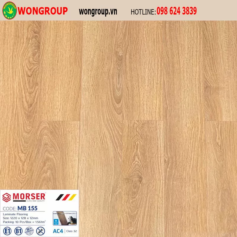 Sàn Gỗ Morser MB155 12mm Mặt Bóng