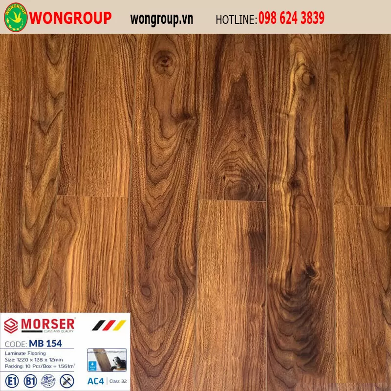 Sàn Gỗ Morser MB154 12mm Mặt Bóng