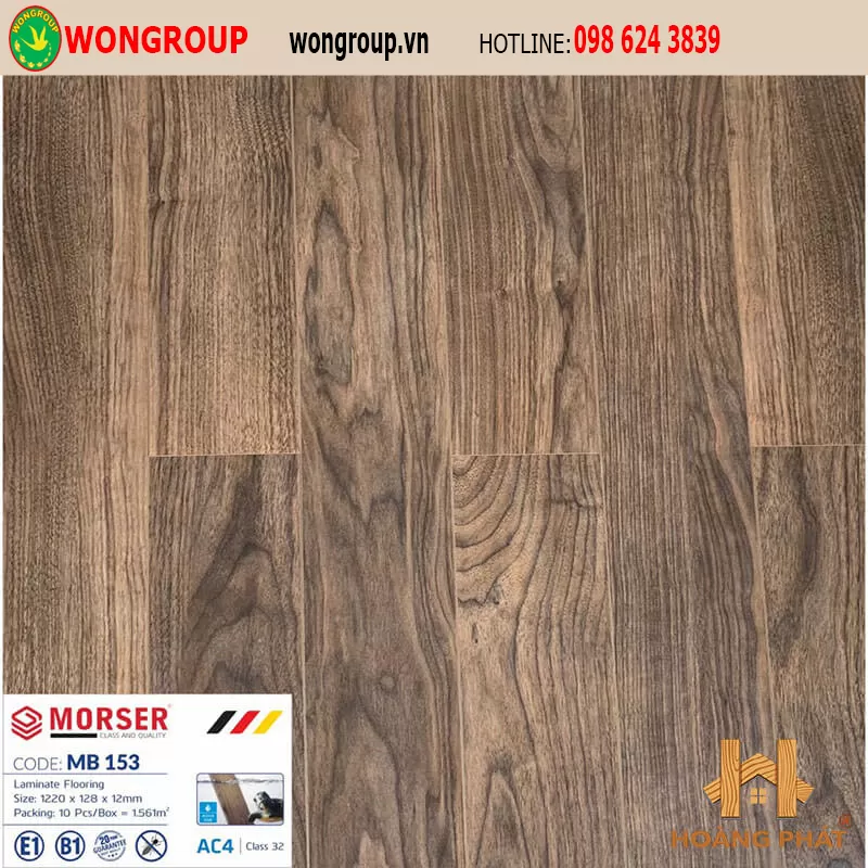 Sàn Gỗ Morser MB153 12mm Mặt Bóng