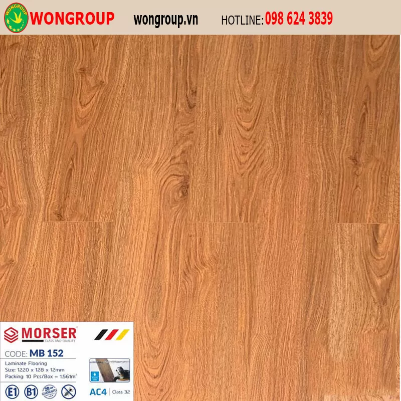 Sàn Gỗ Morser MB152 12mm Mặt Bóng